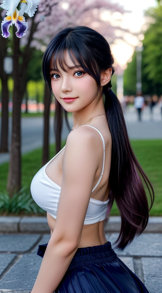 (masterpiece:1.3), (Best Quality:1.3), (Ultra-detailed:1.2), ((kawaii)), Cute, (lovely), ((sexy)), ((Extremely detailed)), 4K, (8K), Best Quality, (Beautiful), Illustration, anime style, (bold line:1.2), Gradation, looking at viewer, //, (bent down:1.1), (arms behind back), //, a cute girl, 1girl, (solo:1.2), gleaming skin, //, (flat chested), (Perfect eyes:1.2), (Perfect iris:1.2), //, darkblue hair color, (beautiful eyes) //, (half closed eyes:1.0), (sexual expression:1.2), Fascinated expression, smile, (blush:1.2), //, modern city background, on rock, twin tails, muscle girl, hard abs, exposed abs, NECKLACE, tight blouse, skirt, ((1 Russian age Girl)), Graceful beauty, slim, , Soft Light, ((David Hamilton Style)), Close-up photo, masterpiece, 最high quality, Photorealistic, 8k, High resolution, Detailed skin, 8K Ultra HD, Digital SLR, Soft Lighting, high quality, Film Grain, Fujifilm XT3, whole body, naked, at the park