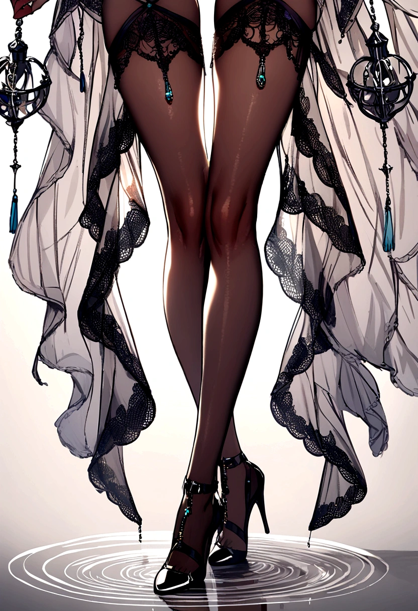 Girl with high heels, with sexy body and in lingerie