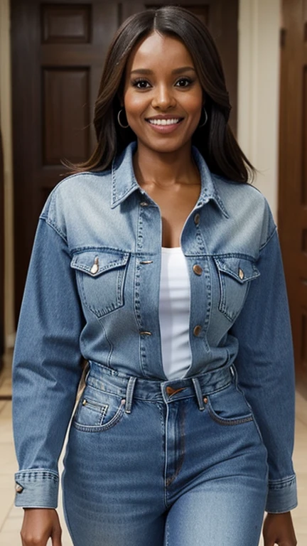 Olivia Pope dressed in sexy denim clothes and smiling