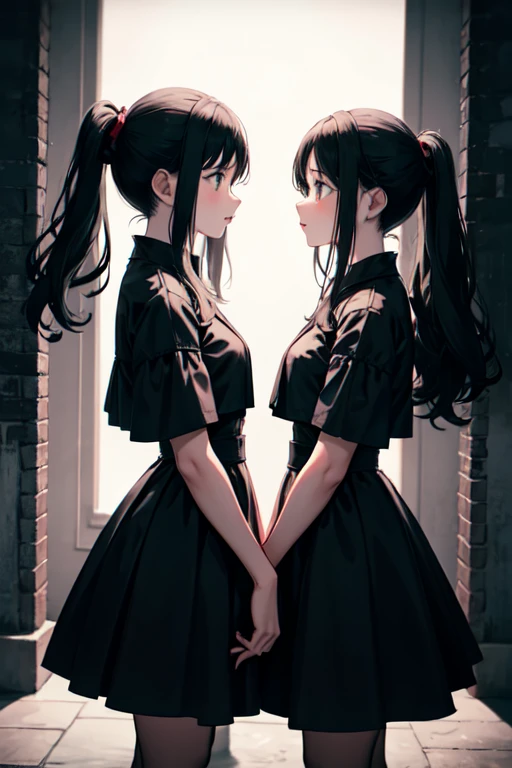 Two Girls,twins,Fight,Face to face,dark atmosphere,Second Dimension,