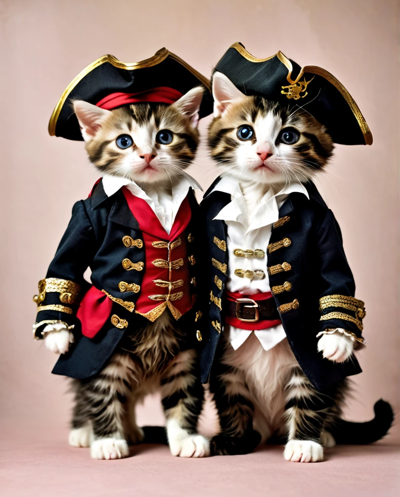 Kittens dressed up in Pirates of the Caribbean costumes high resolution Real