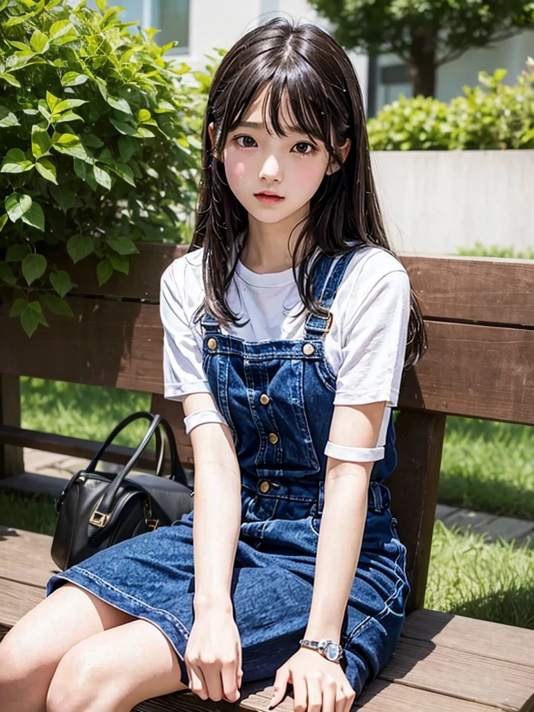 Highest quality、、pretty girl、Sitting、mile,from below