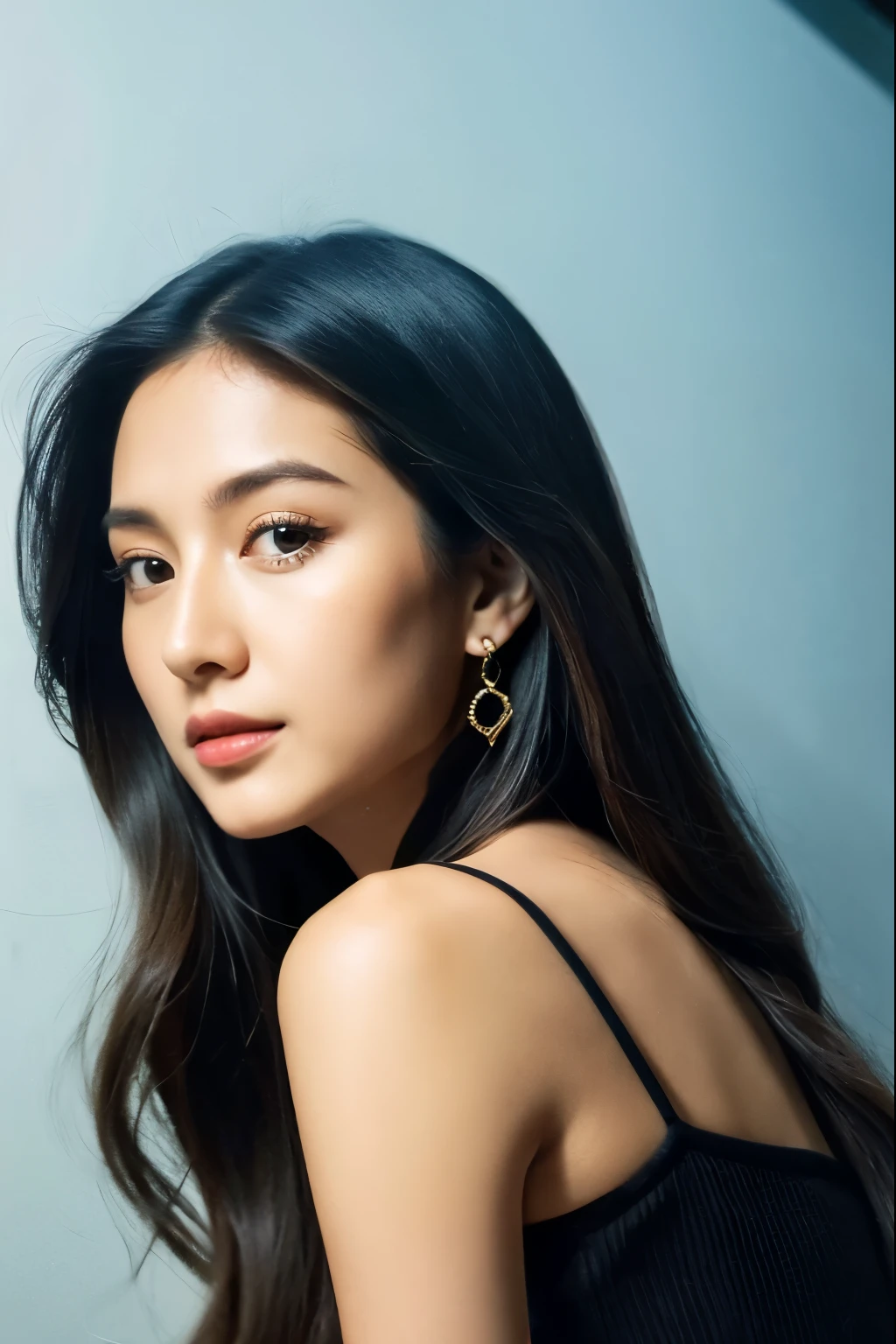 there is a woman with long hair and a black top, cindy avelino, pokimane, dilraba dilmurat, leaked image, natasha tan maciej kuciara, fanart, jaw-dropping beauty, face with artgram, with cute - fine - face, mai anh tran, 1 8 yo, xision wu, valentina remenar