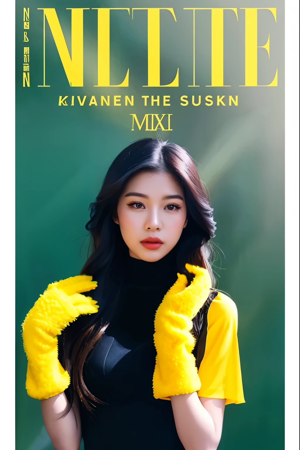 there is a woman in a black dress and yellow gloves, cindy avelino, mai anh tran, a young asian woman, dang my linh, fanart, 1 8 yo, in style of lam manh, handsome girl, inspired by Ni Yuanlu, anime thai girl, natasha tan maciej kuciara, by Ruth Jên