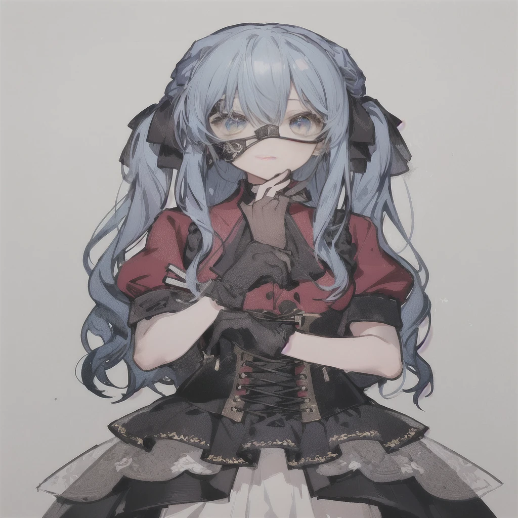 （（（Samurai sword））），Blue Hair、Anime girl wearing black gloves posing for a photo, Anime cute art style, 2d anime, 2d anime style, Gothic girl anime girl, detailed Anime Characters art, Anime Characters art, Popular on artstation pixiv, Zerochan art, Anime Characters, High-quality anime art style, Anime Concept Art, Anime full body illustration，