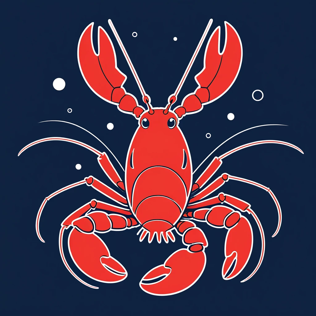 cute lobster, illustration, vector graphics, strong contours
