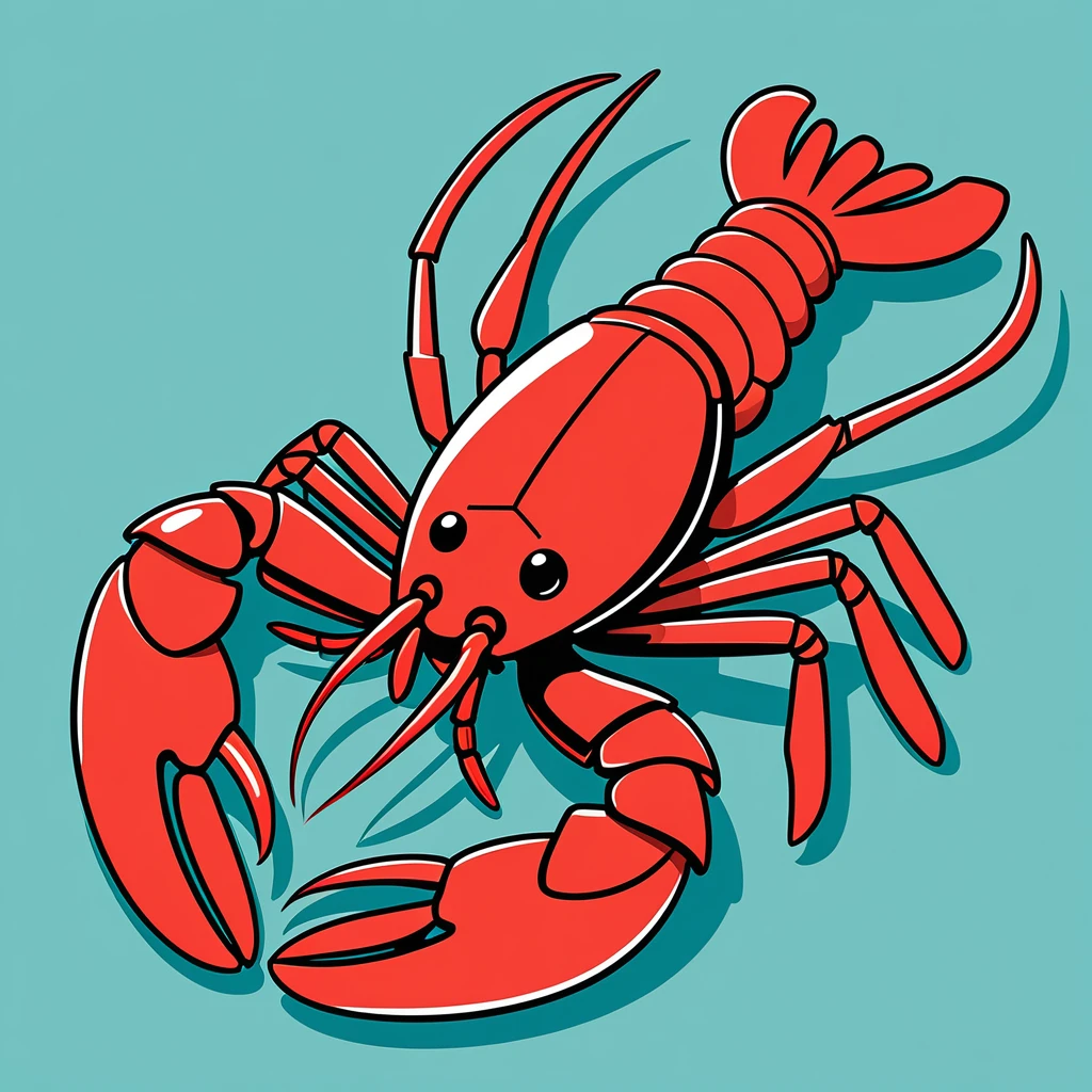 cute lobster, illustration, vector graphics, strong contours