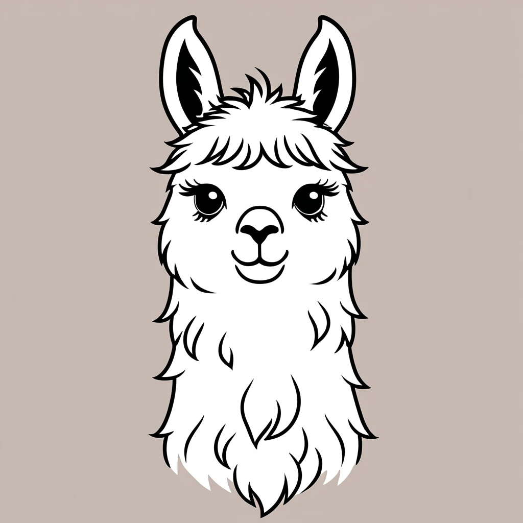 cute llama, illustration, vector graphics, strong contours
