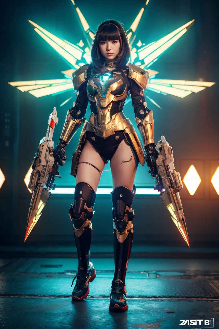 Boutique,best quality,Gold jewelry,(slip out feet),Fairy skin,(Fidelity :1.2),Standing,Super Detailed,realistic,High quality,Movie Light,Ray tracking,Ultra HD,Upper body
Girl in shorts and jacket standing next to giant robot, Guweiz style artwork, CyberPunk mech, Trends on CGSTATION, Guweiz, Russell Dongjun Lu, digital cyberpunk anime art, Ross Tran 8 K, Guweiz on ArtStation Pixiv, Girl in mecha network armor