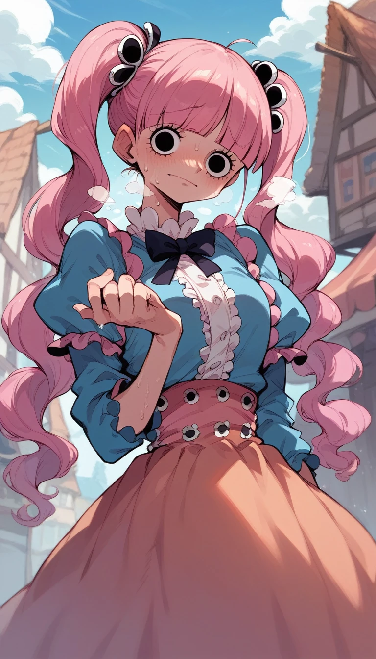 nsfw,1 person,Sweat,White Breath,solo,one piece,Perona,In town