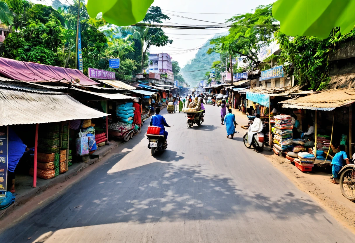 Black Market,noon,People are coming and going,Thriving city,Well-maintained roads