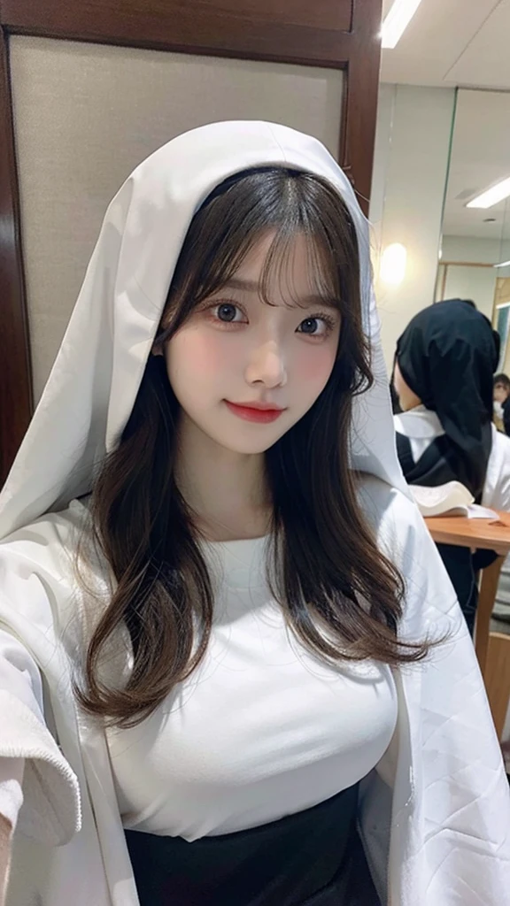 Beautiful body, Beautiful face, big breasts,  long hair, Nun