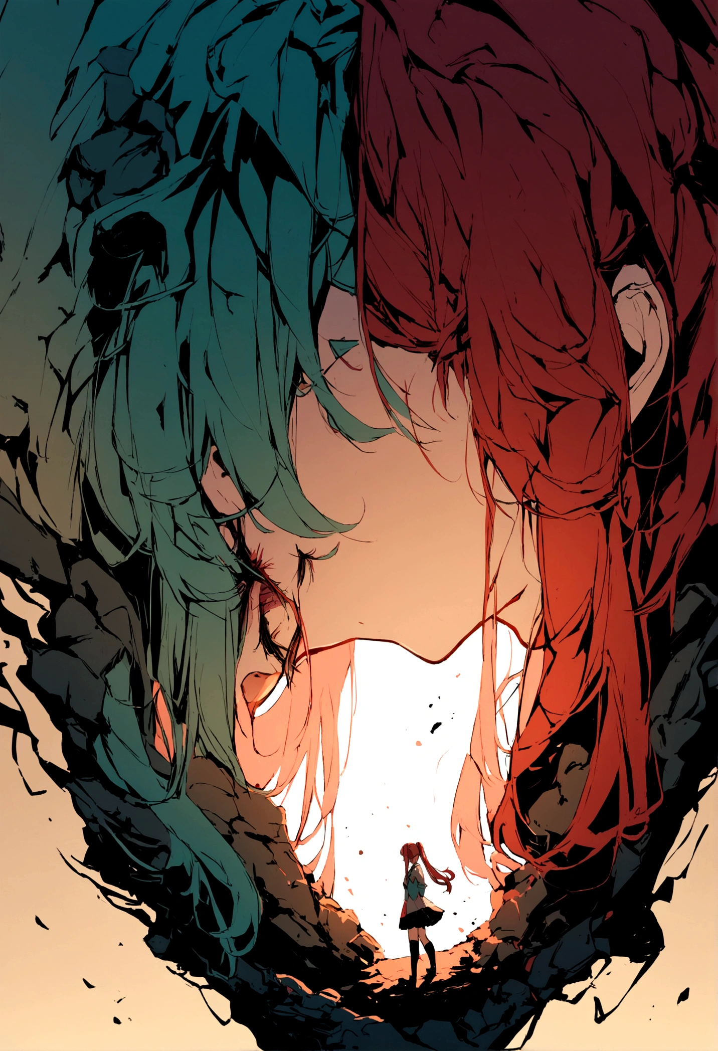 1girl,Makima but with hatsune miku color pallete
