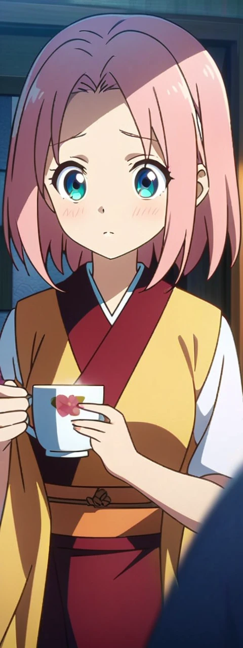 Anime girl in kimono holding a cup of tea, Cute girl anime visuals, Best anime 4k konachan wallpaper, Haruno sakura, Smooth anime CG art, anime wallpaper 4k, anime wallpaper 4k, Anime Style 4k, Anime Art Wallpapers 8K, anime art wallpaper 4k, anime art wallpaper 4k