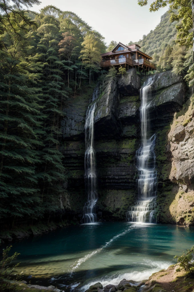 Luxury House in Nature near by Waterfall, realisitc