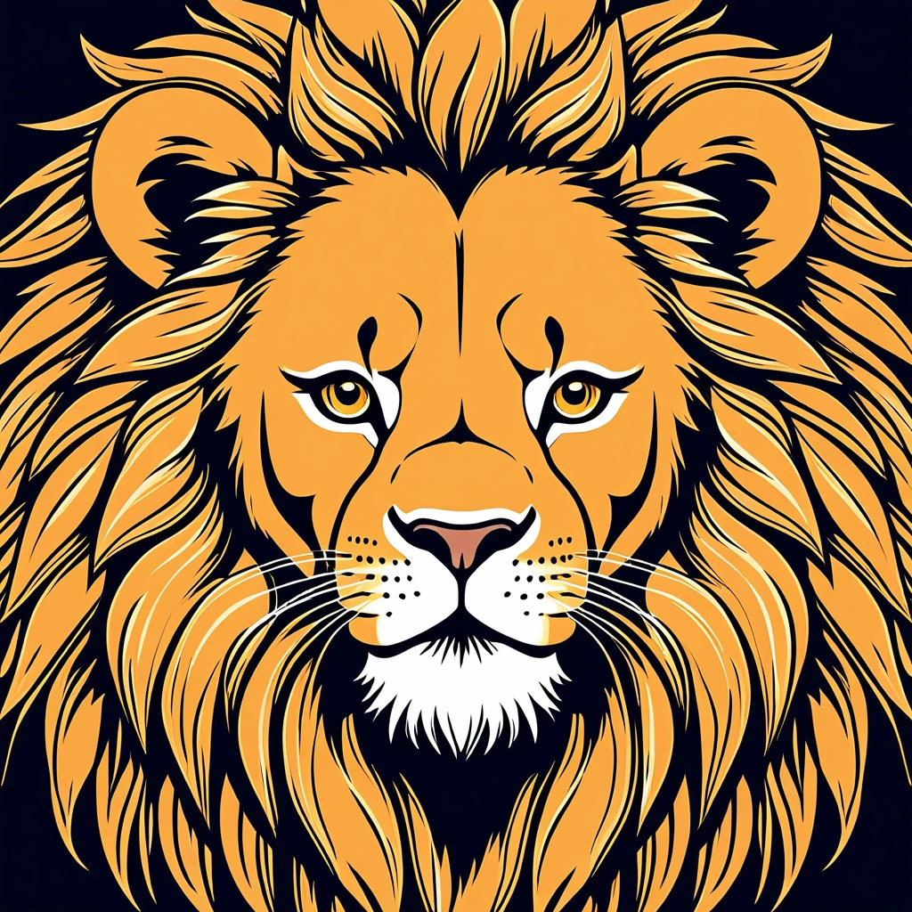 cute lion, illustration, vector graphics, strong contours
