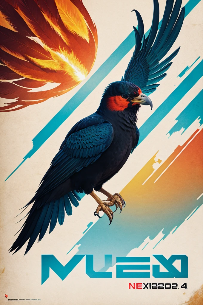 A poster for a event called nexus 2024 
With a phoenix bird