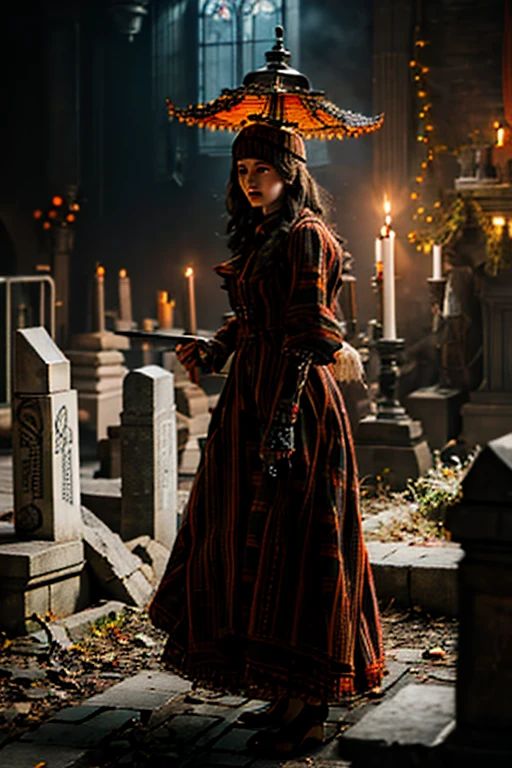 Young beautiful girl, Emma Myers, American, SOFT SMILING FACE, HAVE A BROWN HAIR, wears a old work cap, wears old-fashioned clothes, 19th century, poverty-stricken clothes, old torn clothes, 19th century period clothing, holding a bouquet, standing before her grandparents' tombstones, cemetery background, dark cities background, night time, midnight background.

The Monstrously Cannibalism Clockwork Flaming Lanterns from Bloodborne. The Monstrously Cannibalism Clockwork Thorny Wheels Robot Droid Nun and Knights From Bloodborne.

a close up symmetrical portrait of a cyberpunk gangster, biomechanical, mshn robot, splashes of orange red, hyper realistic, intricate design, (insanely detailed:1.4), (extremely fine details:1.35), Extremely sharp lines, steel, cinematic lighting, Photorealistic, a detailed painting by Ayami Kojima and Lilia Alvarado, (best quality, high quality, absurdres, intricate detail, masterpiece, cinematic), highly detailed, motion blur, film grain, noise, lens effects,