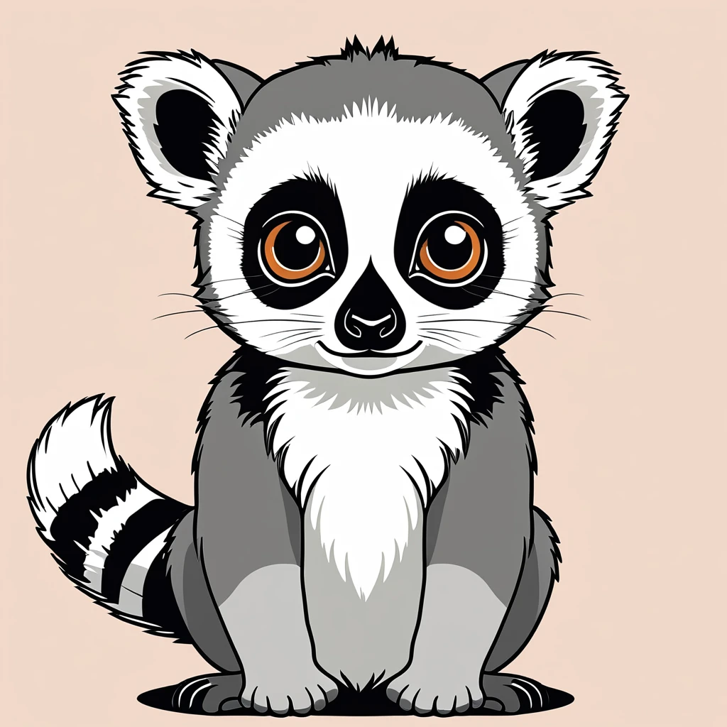 cute lemur, illustration, vector graphics, strong contours