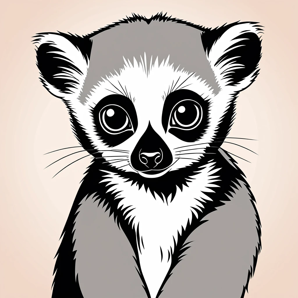 cute lemur, illustration, vector graphics, strong contours