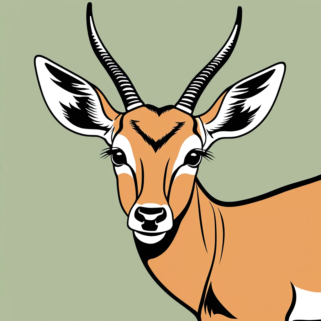 cute impala, illustration, vector graphics, strong contours