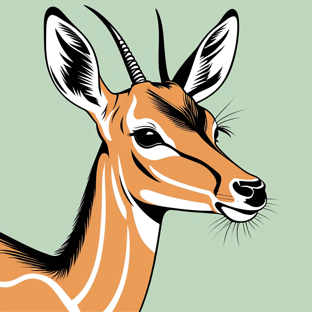 cute impala, illustration, vector graphics, strong contours