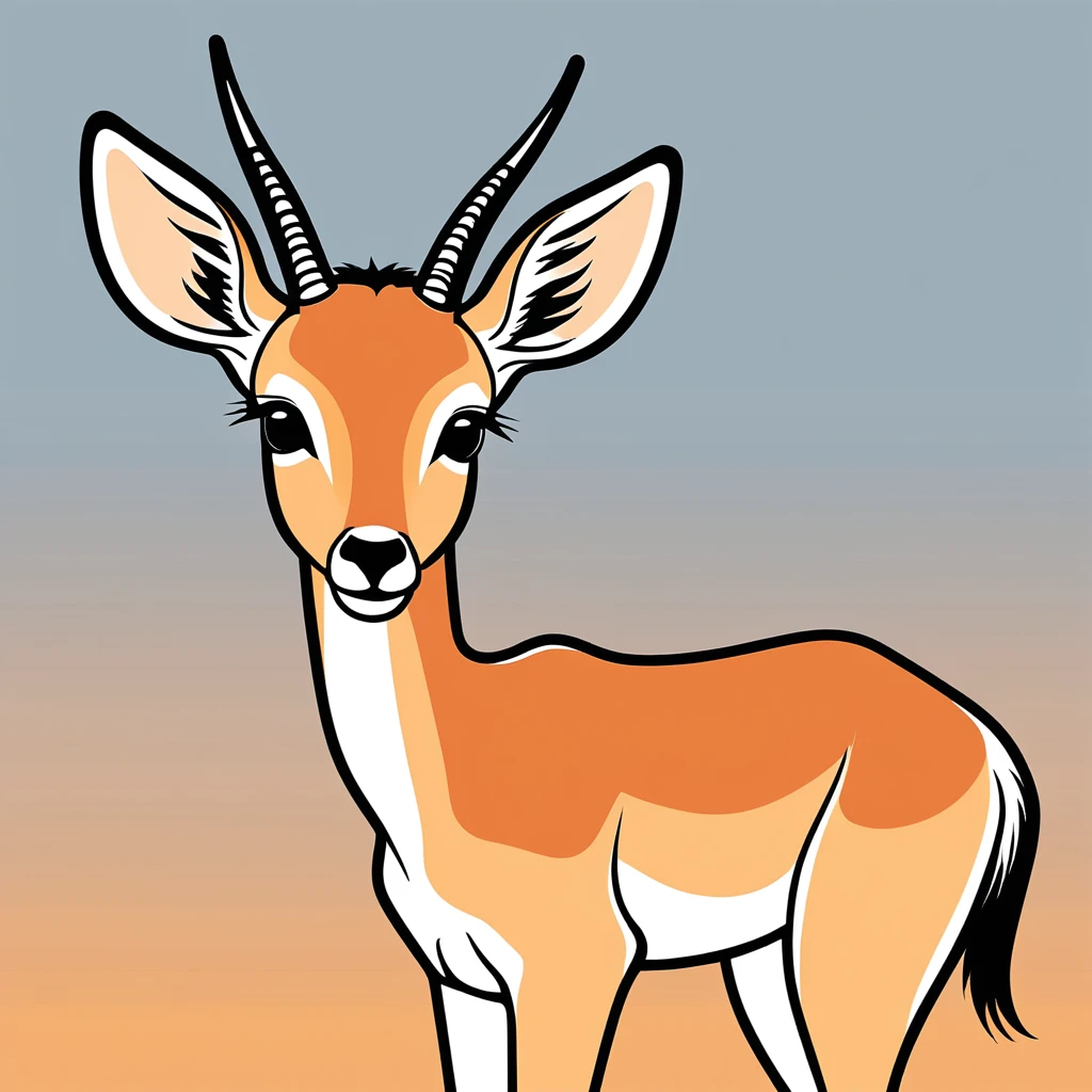 cute impala, illustration, vector graphics, strong contours