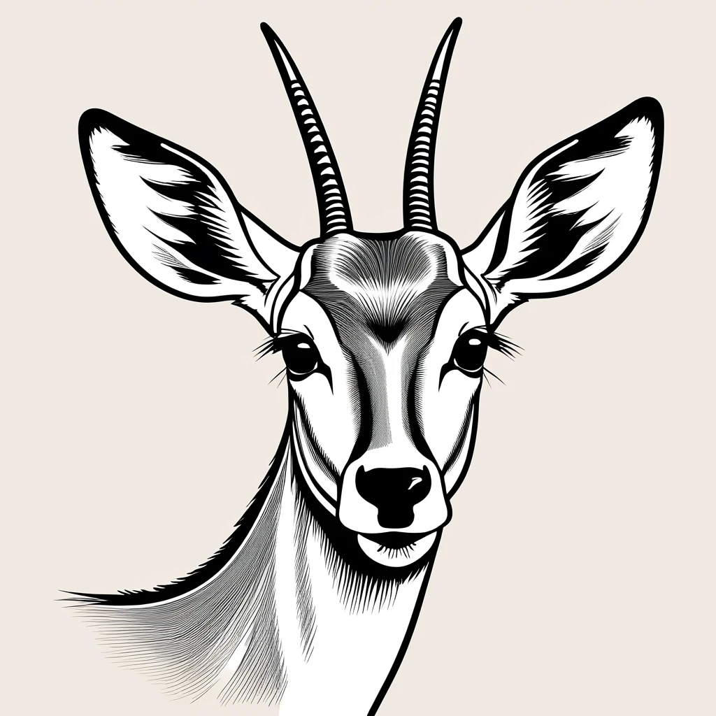 cute impala, illustration, vector graphics, strong contours
