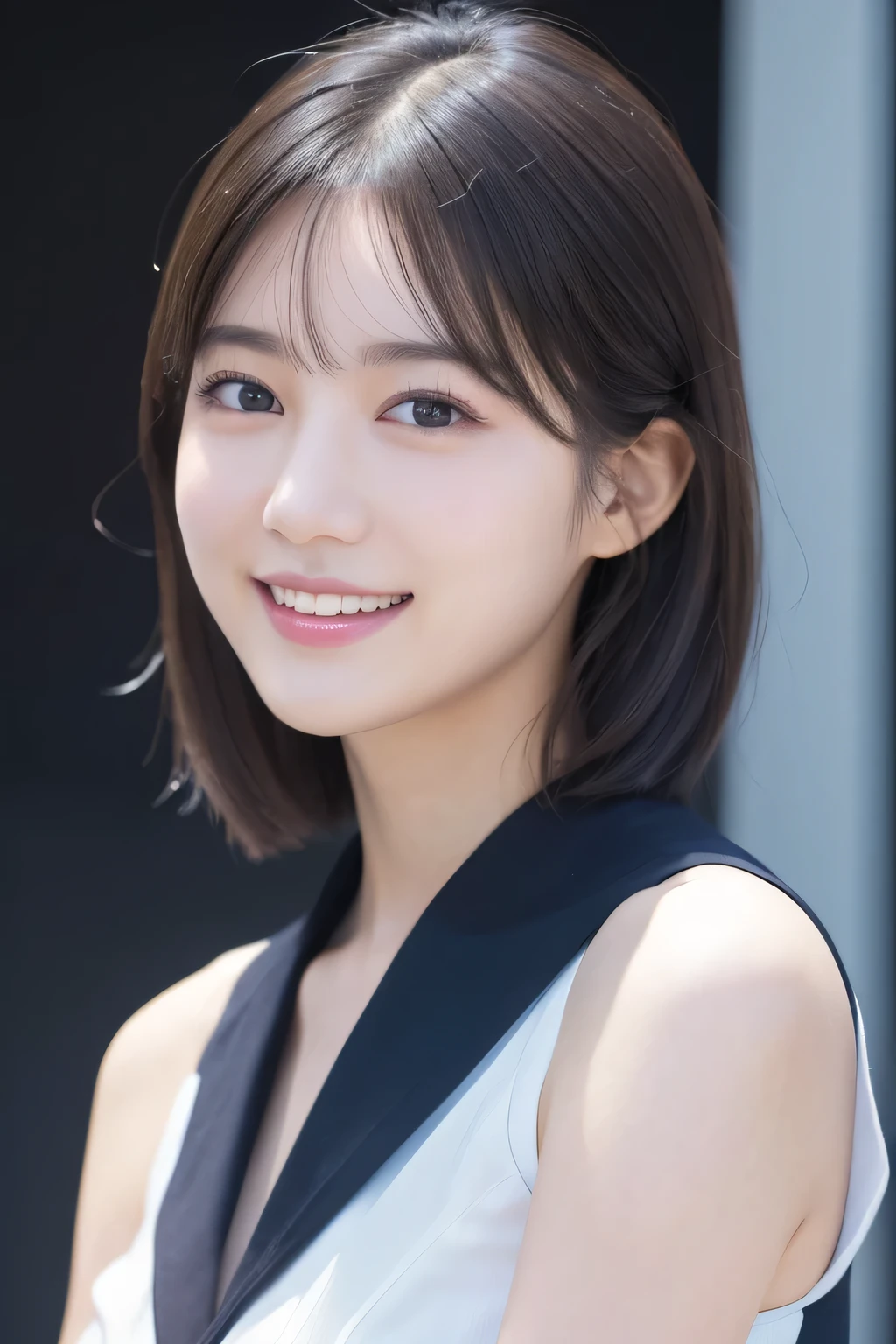 Sailor suit、short hair、beautiful girl、beautifulディテールまでこだわった目、 venue、Highest quality, 超High resolution, (reality: 1.2), Cinema Lighting、(Japanese Girls)、 beautiful、beautiful肌、(Looking at the audience)、(Surreal)、(High resolution)、(8K)、(Very detailed)、(beautifulディテール)、(Very detailed)、 (wallpaper)、Detailed face、Bright lighting、Professional Lighting、smile、Highest quality、 masterpiece、超High resolution、(reality的:1.3)、RAW Photos、1 Girl、Black Hair、Glowing Skin、((Ultra-reality的 Details))、Portraiture、Global Illumination、Shadow、Octane Rendering、Ultra Sharp、Metal、Cool colors、、Very intricate detail、reality的 Light、smile