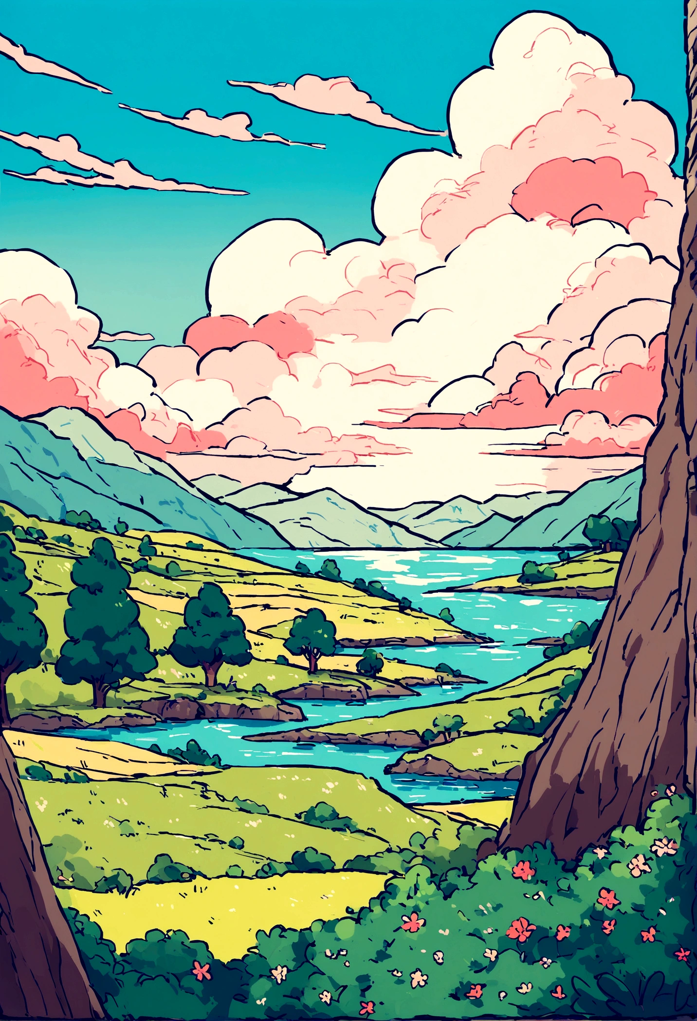 Landscape painting,LastVacation,bright,fun,Wai Wai,with everyone