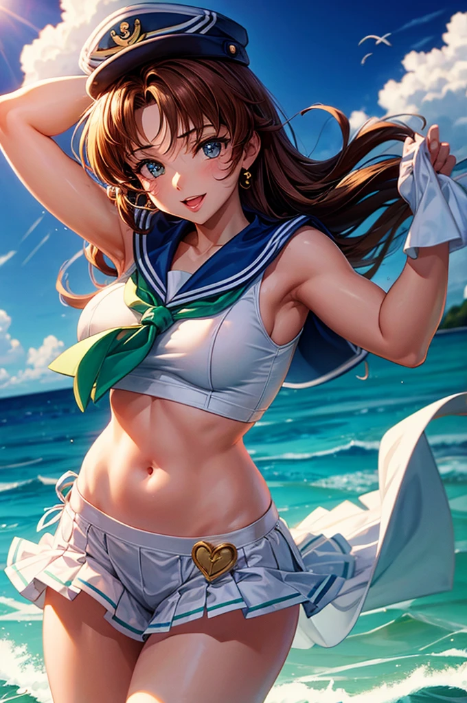 sailor suit, wet, girl, exquisite, wallpaper, 8K, pretty, exquisite, exposed armpits, armpits, 