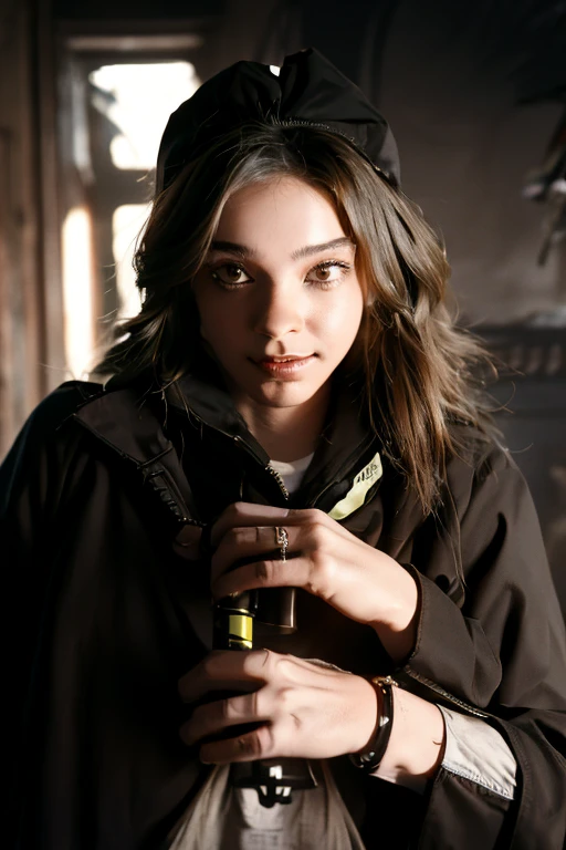 Young beautiful girl, Emma Myers, American, SOFT SMILING FACE, HAVE A BROWN HAIR, wears a old work cap, wears old-fashioned clothes, 19th century, poverty-stricken clothes, old torn clothes, 19th century period clothing, holding a bouquet, standing before her grandparents' tombstones, cemetery background, dark cities background, night time, midnight background.

The Smiling and widely mouth laughing Skeleton Woman from Bloodborne.

A black-haired girl wields the Heavy Thrusting SCYTHES and equip the SHOTGUNS from within the Elden Ring in a reverse grip.

Blooded Background.

The Monstrously Cannibalism Clockwork Flaming Lanterns from Bloodborne. The Monstrously Cannibalism Clockwork Thorny Wheels Robot Droid Nun and Knights From Bloodborne.

a close up symmetrical portrait of a cyberpunk gangster, biomechanical, mshn robot, splashes of orange red, hyper realistic, intricate design, (insanely detailed:1.4), (extremely fine details:1.35), Extremely sharp lines, steel, cinematic lighting, Photorealistic, a detailed painting by Ayami Kojima and Lilia Alvarado, (best quality, high quality, absurdres, intricate detail, masterpiece, cinematic), highly detailed, motion blur, film grain, noise, lens effects,