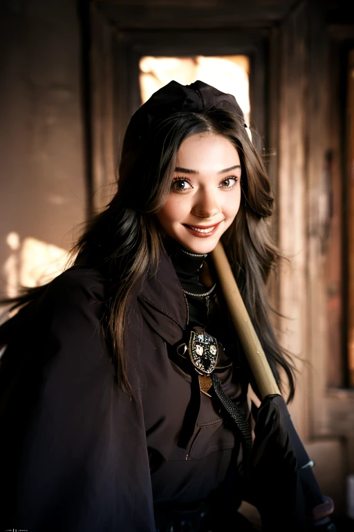 Young beautiful girl, Emma Myers, American, SOFT SMILING FACE, HAVE A BROWN HAIR, wears a old work cap, wears old-fashioned clothes, 19th century, poverty-stricken clothes, old torn clothes, 19th century period clothing, holding a bouquet, standing before her grandparents' tombstones, cemetery background, dark cities background, night time, midnight background.

The Smiling and widely mouth laughing Skeleton Woman from Bloodborne.

A black-haired girl wields the Heavy Thrusting SCYTHES and equip the SHOTGUNS from within the Elden Ring in a reverse grip.

Blooded Background.

The Monstrously Cannibalism Clockwork Flaming Lanterns from Bloodborne. The Monstrously Cannibalism Clockwork Thorny Wheels Robot Droid Nun and Knights From Bloodborne.

a close up symmetrical portrait of a cyberpunk gangster, biomechanical, mshn robot, splashes of orange red, hyper realistic, intricate design, (insanely detailed:1.4), (extremely fine details:1.35), Extremely sharp lines, steel, cinematic lighting, Photorealistic, a detailed painting by Ayami Kojima and Lilia Alvarado, (best quality, high quality, absurdres, intricate detail, masterpiece, cinematic), highly detailed, motion blur, film grain, noise, lens effects,