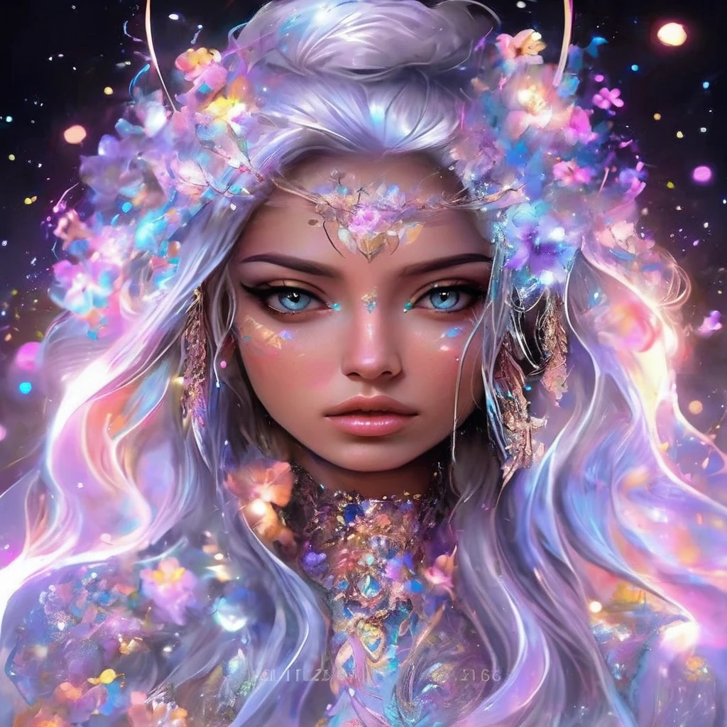 woman with long hair and a wreath of flowers in her hair, digital art, inspired by Rossdraws, trends in the CG community, Fantasy art, Fantasy art style, подробное фэнтезийное digital art, beautiful fantasy portrait, beautiful Fantasy art portrait, великолепное digital art, digital art фэнтези, colorfull digital Fantasy art, beautiful Fantasy art, красивое digital art, красивое digital artwork