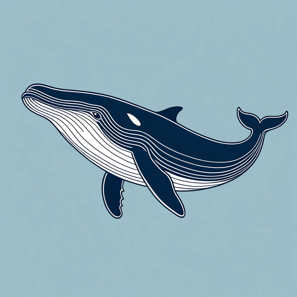 cute Humpback Whale, illustration, vector graphics, strong contours
