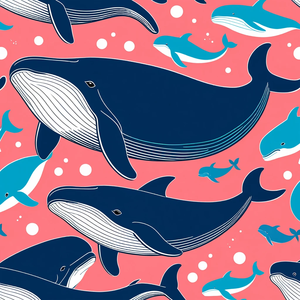 cute Humpback Whale, illustration, vector graphics, strong contours