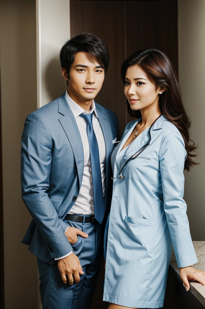 Business man and doctor women couple wallpaper