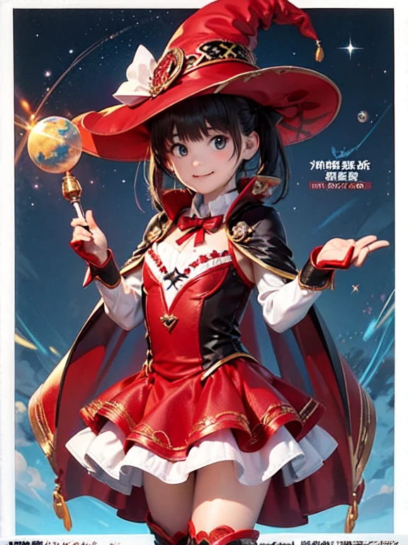 (masterpiece, Highest quality:1.1), (占star術師), Upper Body, 1 Girl, alone, witch hat, gloves, dress, skirt、Frills, boots, Cape,  witch, Blunt bangs, Black Hair, Night Sky, star, observatory, Ancient, 満天のstar空, milky way, star図, Celestial globe, mysterious, 月Light, Costumes, tool, Light, Shine
