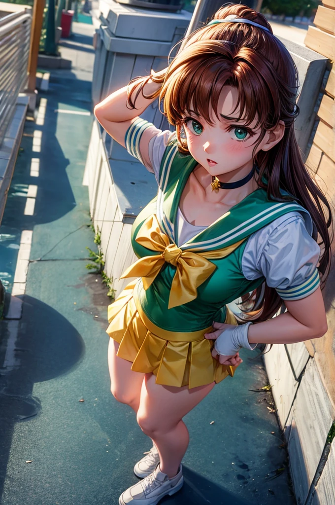 Sailor Jupiter shows off her anal hole by sticking her ass out