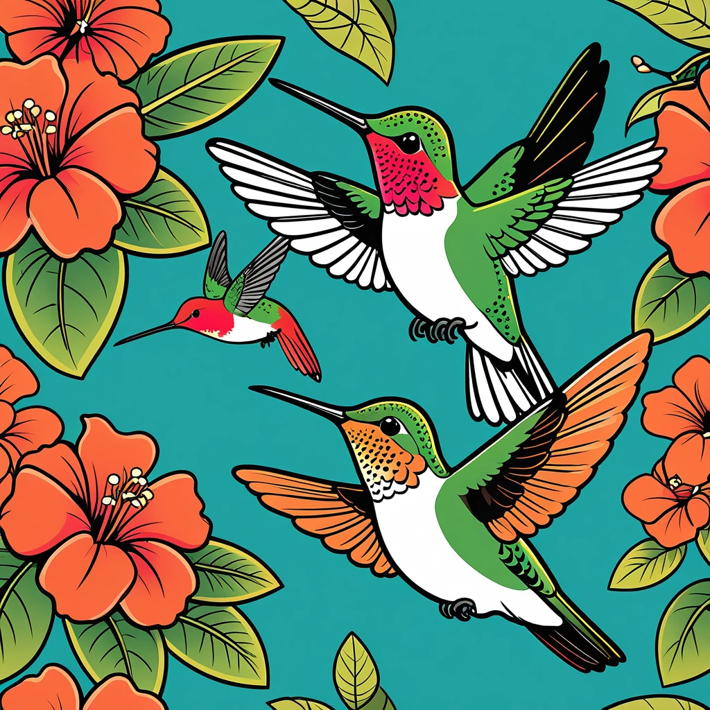cute hummingbird, illustration, vector graphics, strong contours
