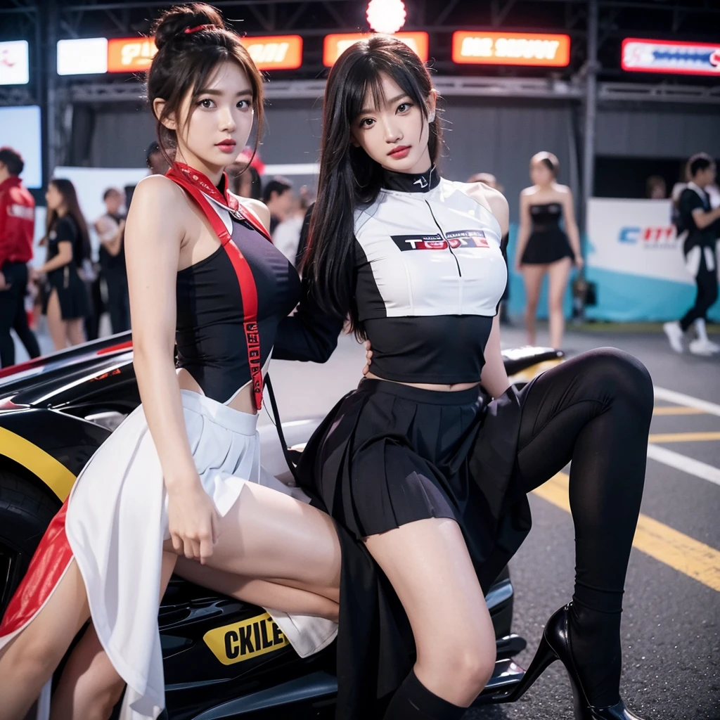 Cool woman、Colorful costumes、F1 Driver Cosplay、Colorful costumes、Clothing with company logo、Grid Girlsのカラフルで派手な衣装、Grid Girls、Perfect Face、Paddock Girls、Harem、motor Show、tights、Bodycon Costumes、Grid Girls、Russia、Grid Girlsのコスプレ、belly button、Pleated skirt、Bodycon Costumes、Photographed in a sexy pose