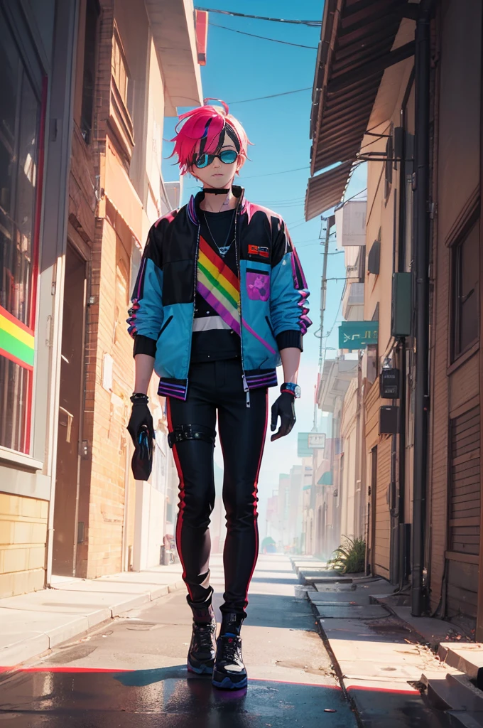 Billy retains his modern, cyberpunk aesthetic with a sleek, urban look, blending high-tech and streetwear fashion.
Hair: His hair is styled in a contemporary, edgy manner, often with vibrant colors or highlights that complement his overall appearance. Perhaps he occasionally changes his hair color to express his personality and pride, including subtle rainbow streaks or other LGBTQ+ symbols.
Outfit:
Jacket: A high-tech jacket with sleek design, featuring neon accents and digital patterns. It’s fitted and functional, with occasional pride-themed patches or pins.
Shirt: A bold-colored shirt underneath the jacket, possibly featuring subtle patterns or symbols representing LGBTQ+ pride.
Pants: Modern and fitted, designed for mobility and style. They might include small pride elements like rainbow stitching.
Footwear: Futuristic shoes with a sleek design and high-tech enhancements, ensuring both comfort and a cutting-edge look. They might have small, colorful accents.
Accessories:
Glasses/Goggles: Stylish glasses or high-tech goggles that add to his cyberpunk aesthetic.
Tech Gear: Equipped with various pieces of tech gear, such as a wrist device or gloves with digital interfaces, emphasizing his role in a high-tech world. Some tech gear might display pride colors or symbols.
Pride Accessories: Small pride flags, bracelets, or pins on his jacket or tech gear.