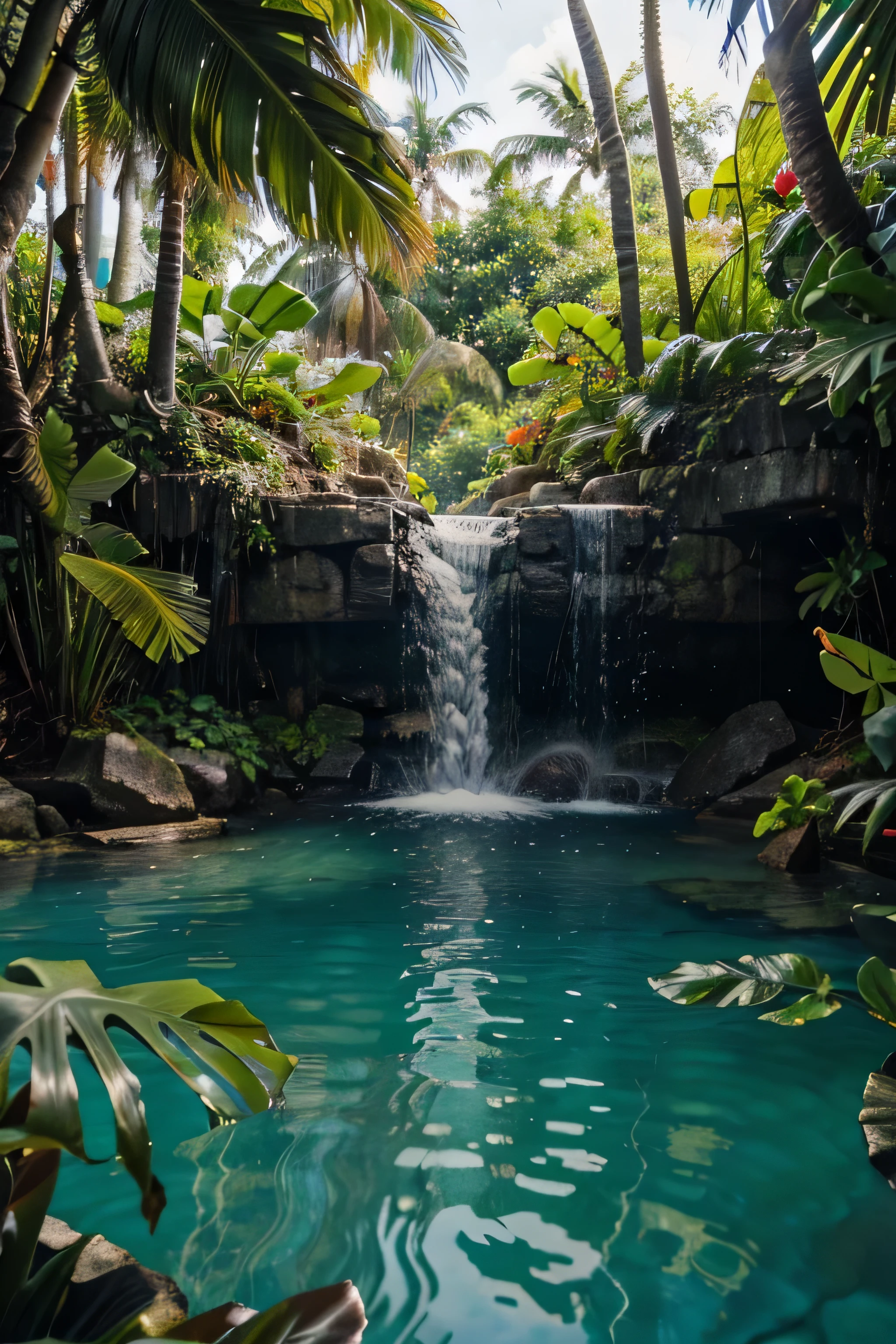 undeground lush tropical lagoon