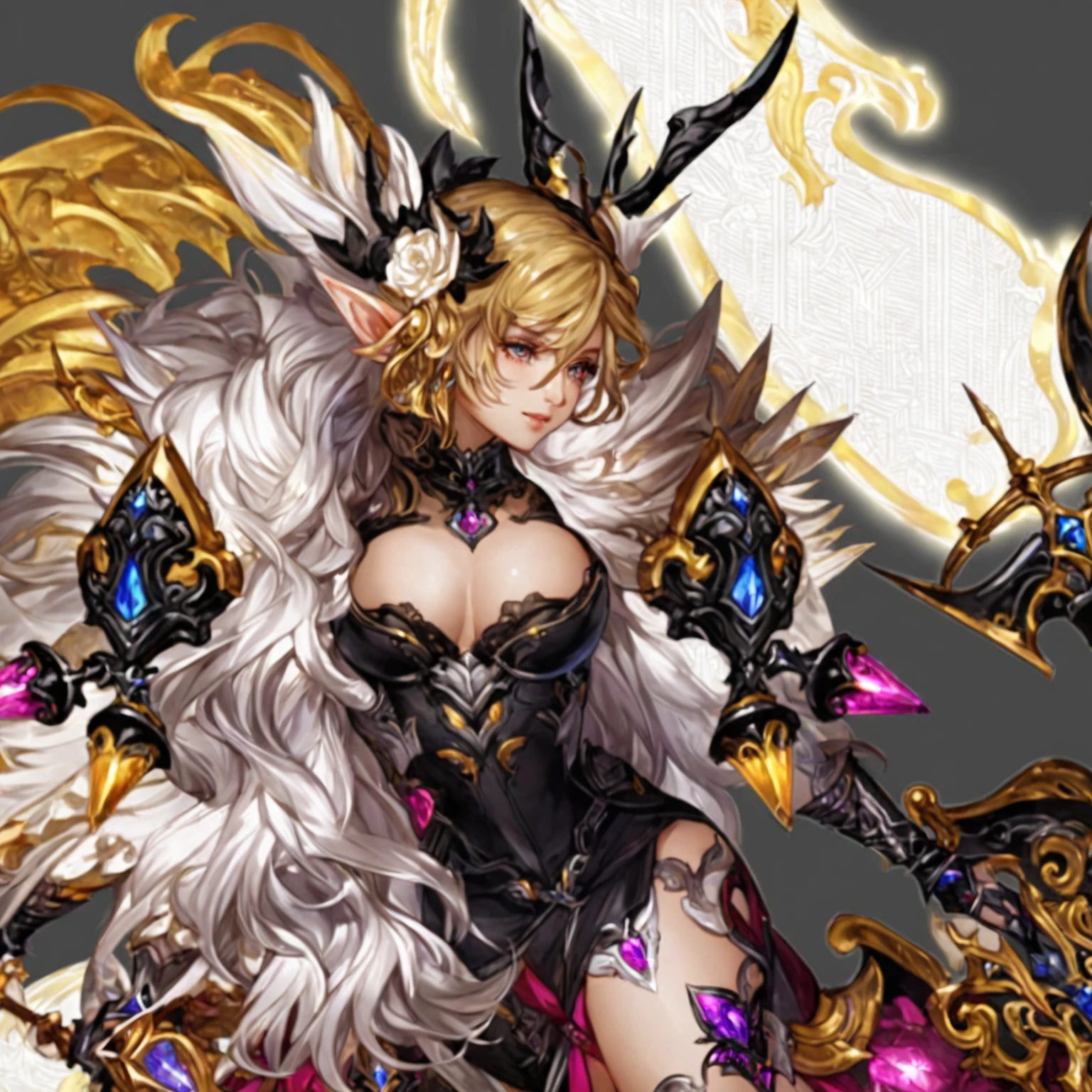 masterpiece, best quality, good quality, Fantasy aesthetics, Highly detailed, shadowverse style, female, elf, silver hair