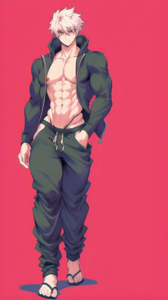 full body in image, masculine pose, unique hair, full man, hoodie jacket, harem pants, male body, slender body, short hair, full body, hot body, y male body, dinamic pose. detalied pose, body, simple background, expressive face, focus on face, line art, sketch