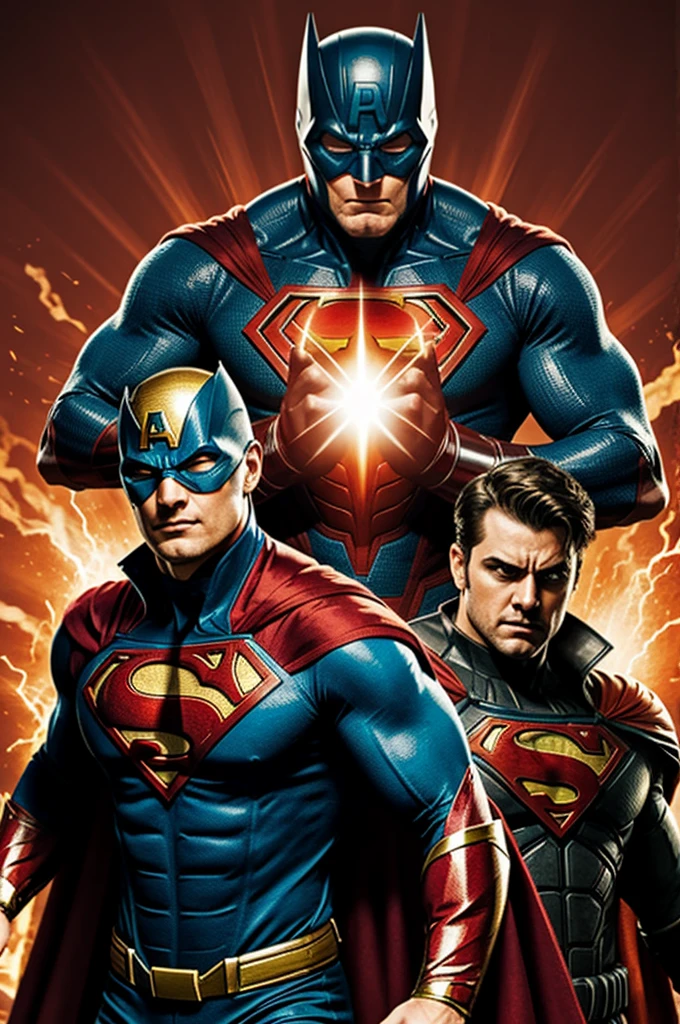 Create superheroes fighting with supervillain