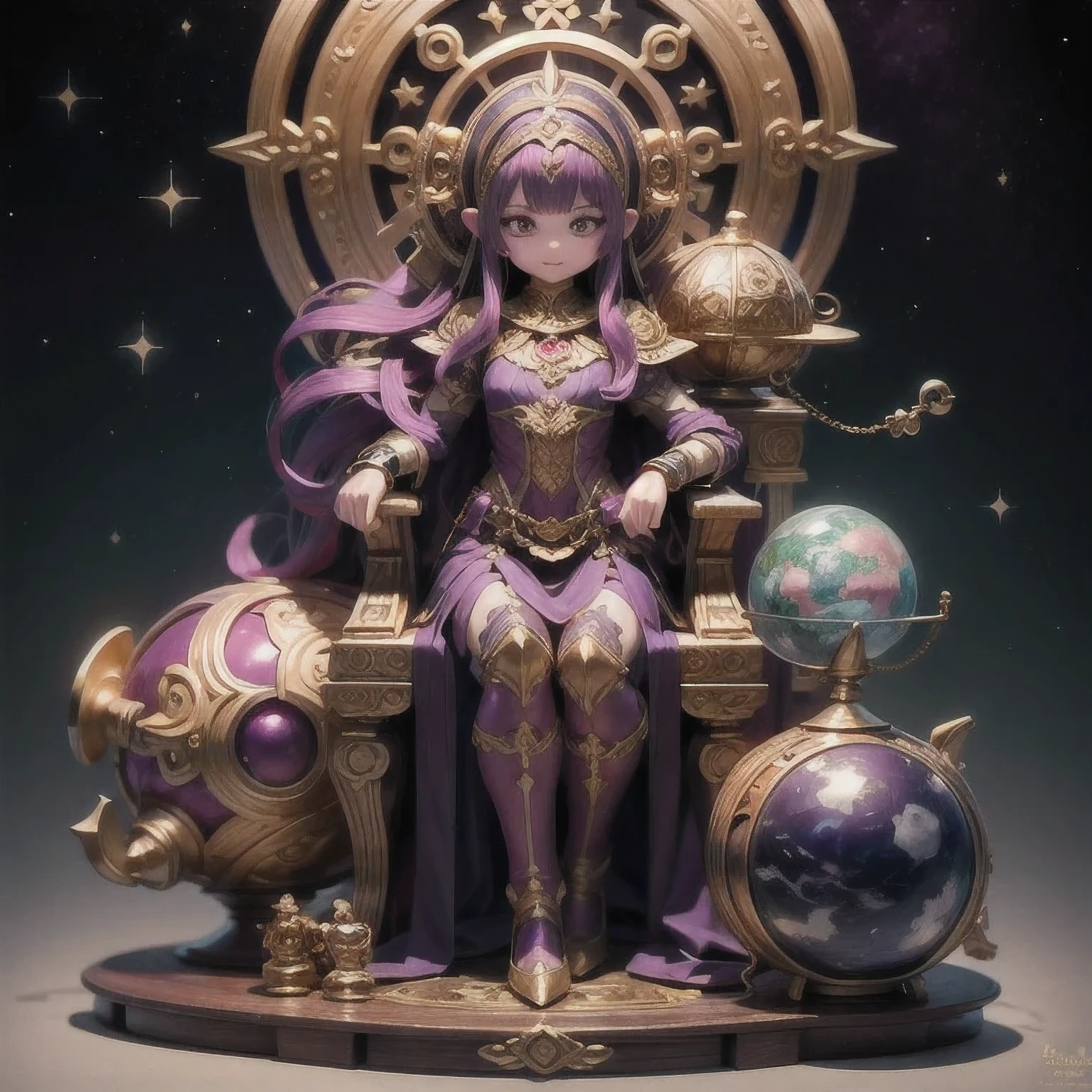 Astrologer,Close up of purple and gold toys, Super detailed fantasy characters, Science Fiction Characters render, detailed humanoid, Star Pathfinder Characters, Science Fiction Characters, Science Fiction Characters, humanoid character, very detailed character, Color Rendering, 3D Rendering Character Art 8K, alien armor, safi'jiiva armor, Marmoset Rendering((Astrologer))