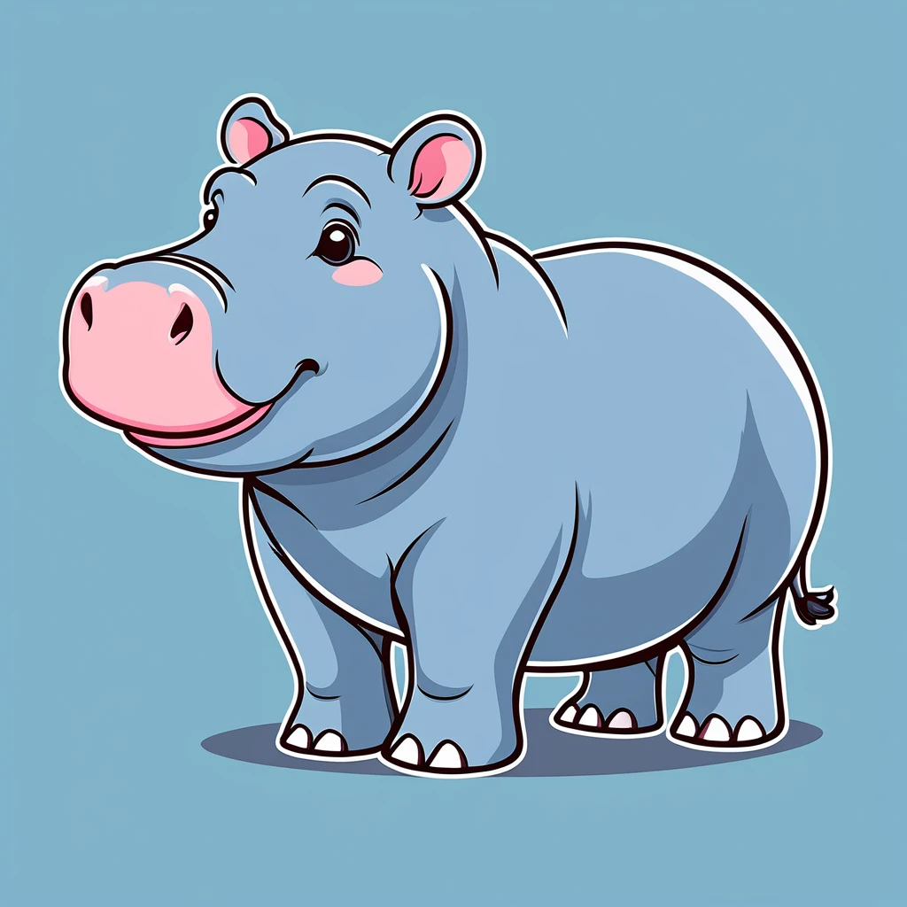 cute hippopotamus, illustration, vector graphics, strong contours
