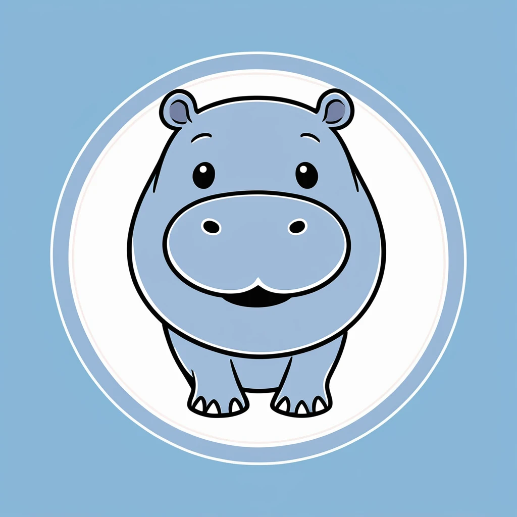 cute hippopotamus, illustration, vector graphics, strong contours
