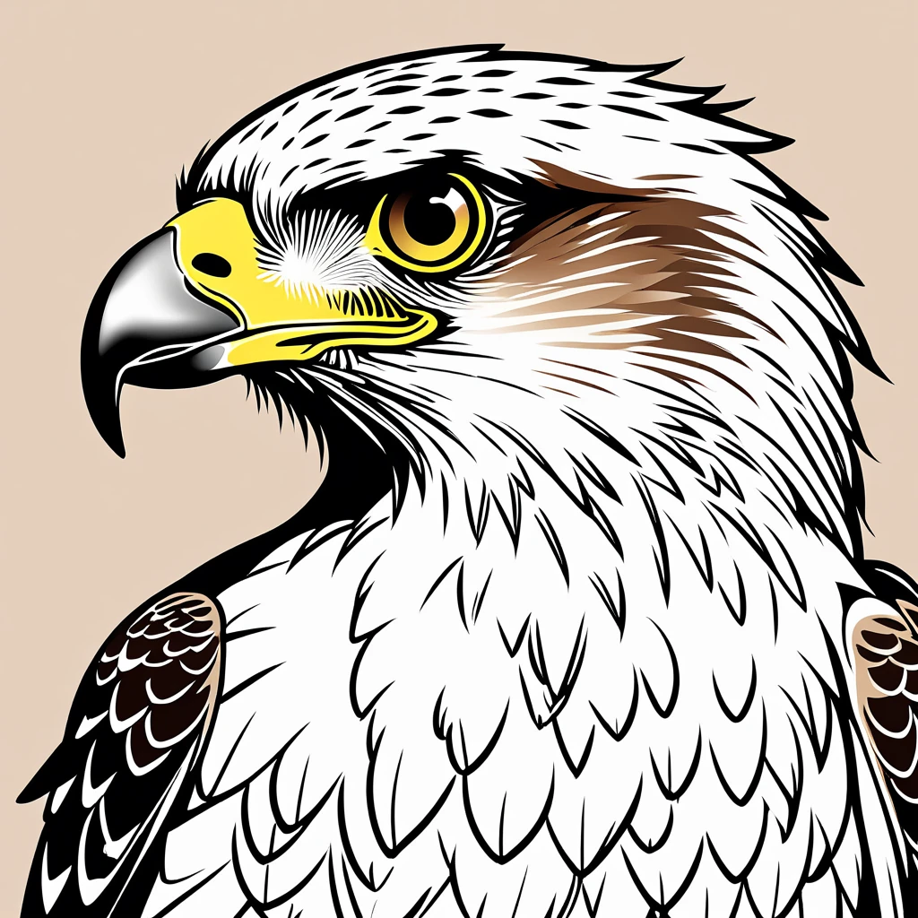 cute hawk, illustration, vector graphics, strong contours
